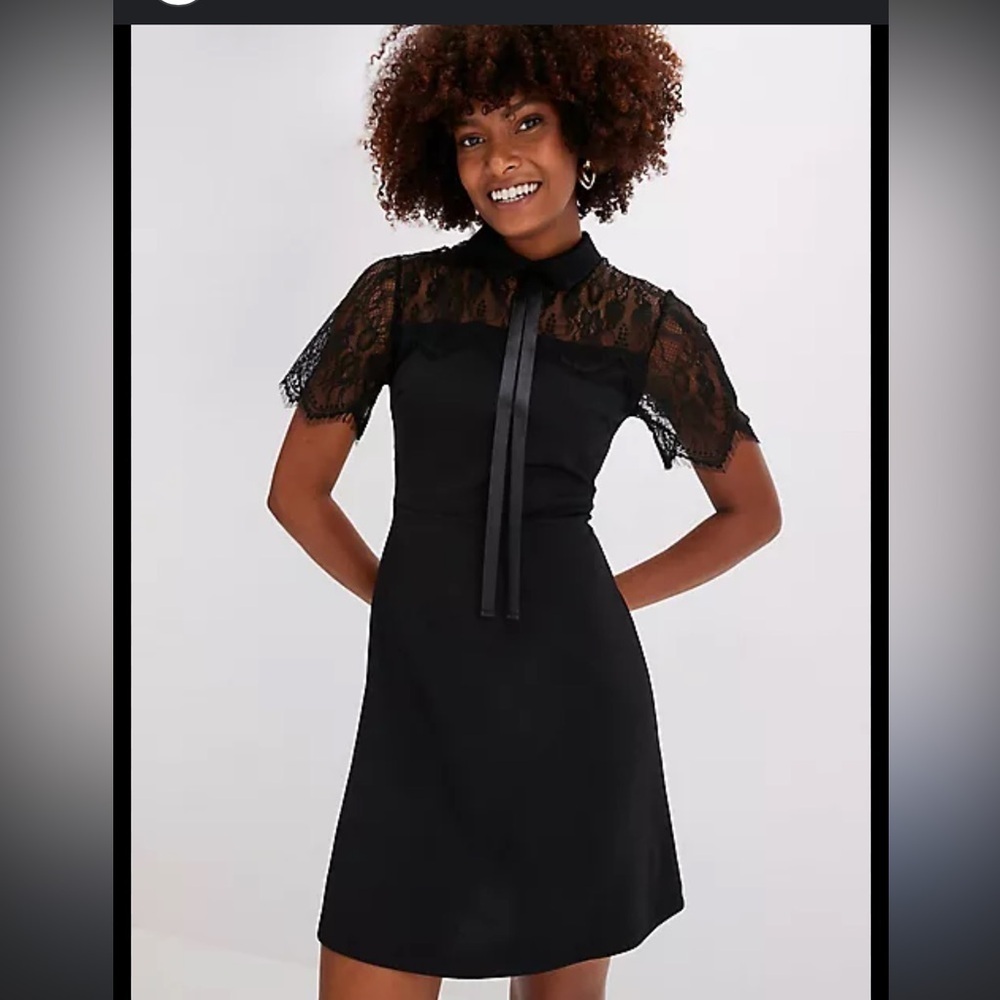 Twik Black Lace Mini Dress #lace #bow #preppy #goth